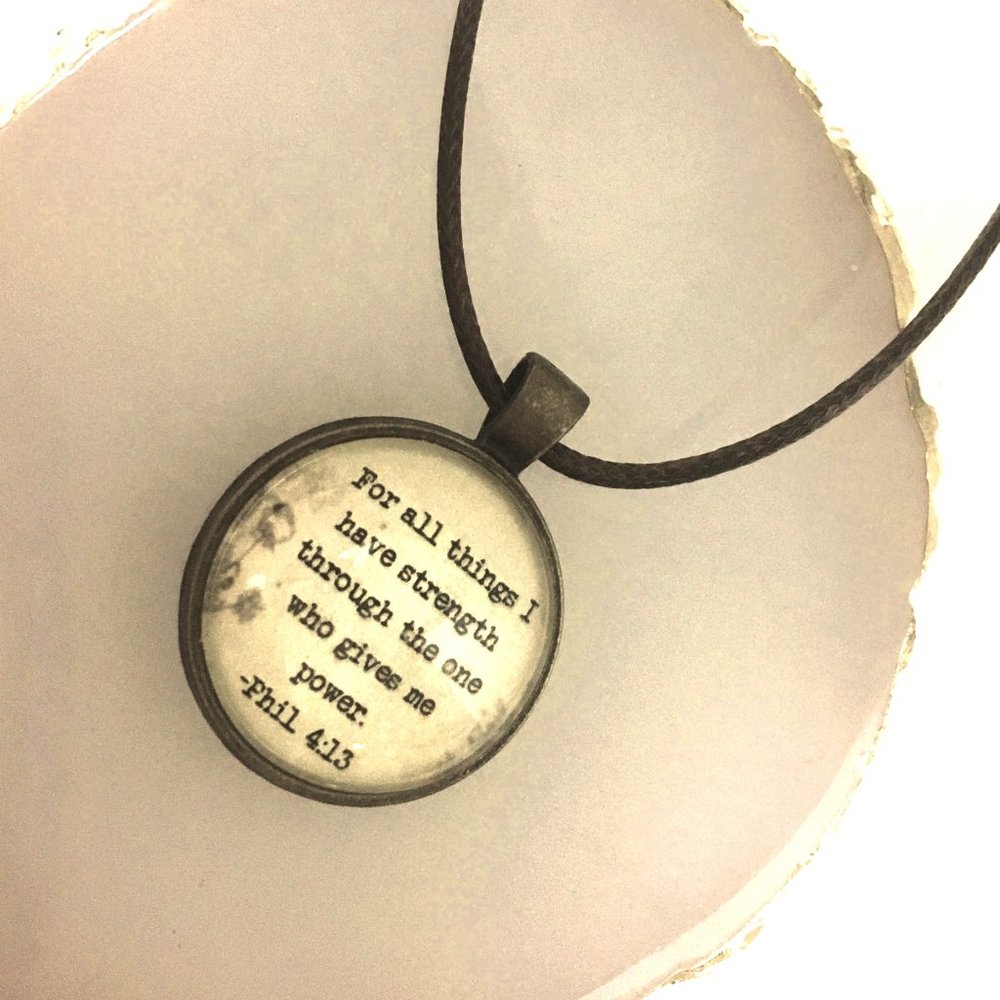 Unisex Religious Bible Verse necklace Phil 4:13